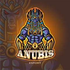 Anubis mascot esport logo design.