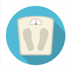 Weight scale icon with long shadow. Flat vector illustration.