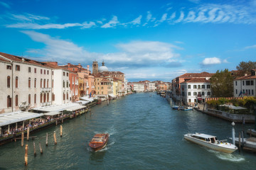 Fototapeta na wymiar View of the Grand Canal from Rialto Bridge. Venice, Italy.