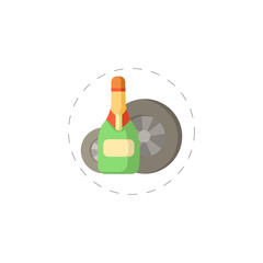 champagne icon. winner colored flat icon for mobile concept and web apps design.