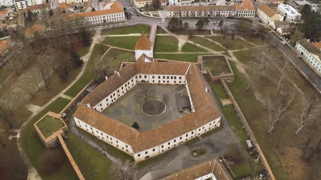 Castle and fortification in Sarvar, Hungary, aerial view