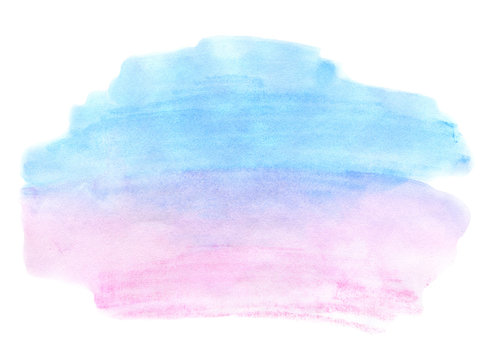 Blue and pink watercolor texture on white background