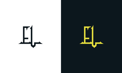 Luxury line art letter EL logo. This logo icon incorporate with two Arabic letter in the creative way. It will be suitable for Royalty and Islamic related brand or company.  - obrazy, fototapety, plakaty