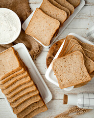 a lot of sliced bread on the table