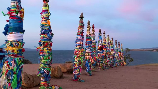 Russia, shaman traditions tying rags to make wishes come true, tc01