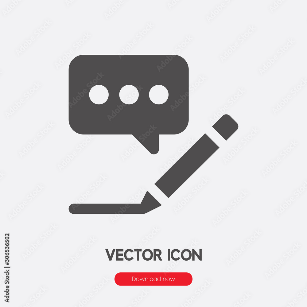 Fototapete writing message icon vector. linear style sign for mobile concept and web design. writing message sy