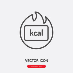 calorie icon vector. Linear style sign for mobile concept and web design. kcal symbol illustration. Pixel vector graphics - Vector.	 - obrazy, fototapety, plakaty