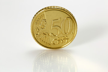 european coin on a white background with drop shadow