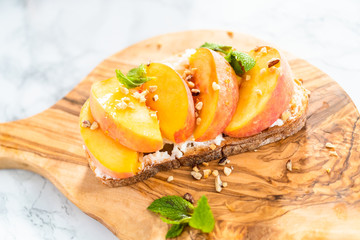 Peach ricotta toast