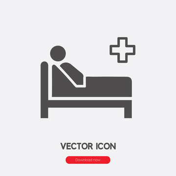 hospital bed icon vector. Linear style sign for mobile concept and web design. hospital bed symbol illustration. Pixel vector graphics - Vector.