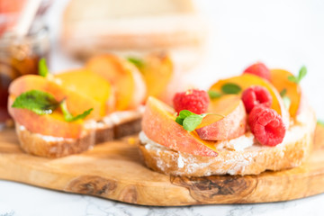 Peach ricotta toast