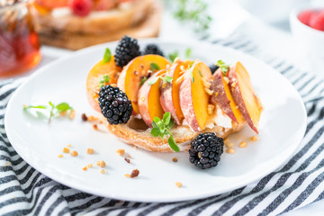 Peach ricotta toast