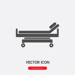 Hospital bed icon vector. Linear style sign for mobile concept and web design. Hospital bed symbol illustration. Pixel vector graphics - Vector.