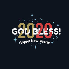 Merry Christmas And Happy New Year Vector Design God Bless 2020.
