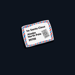 Merry Christmas And Happy New Year Vector Design Letter To Santa Claus.