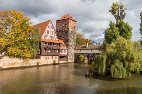 Pegnitz river in Nuremberg, Bavaria, Germany