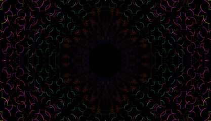 Psychedelic tribal kaleidoscope texture design, Abstract kaleidescopic club.