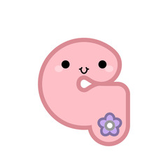 Cute cartoon letter G smiling face with eyes and mouth on white background. Cute ABC design for book cover, poster, card, print on baby's clothes, pillow etc. Vector illustration