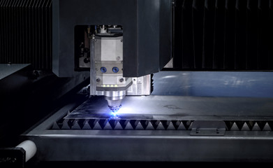 Machining CNC laser are cutting metal sheet