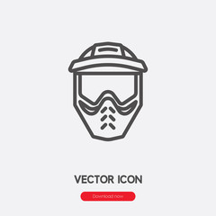 Paintball mask icon vector. Linear style sign for mobile concept and web design. Paintball mask symbol illustration. Pixel vector graphics - Vector.	