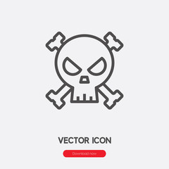 Skull icon vector. Linear style sign for mobile concept and web design. Skull symbol illustration. Pixel vector graphics - Vector.	