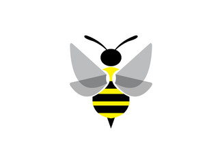 Bee open wings and fly for logo design illustration on white background