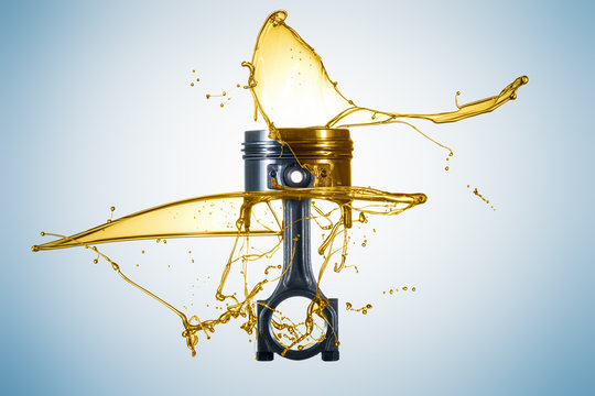 Piston and connecting rod are thrown with oil. Engine oil concept - Oil Splash