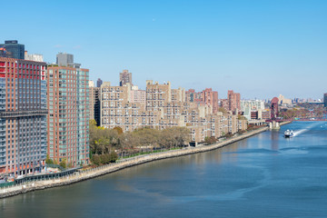 The Upper East Side Skyline along the East River in New York City