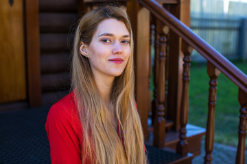 Portrait of a young beautiful blonde woman