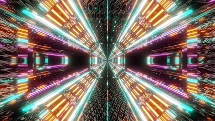 abstract textured sci-fi tunnel corridor with endless lights 3d illustration wallpaper background stock image