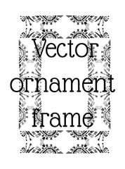 Frame with hand-drawn ikat motif ornament.Vector card decor.