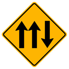 Three Lane Traffic Road Sign,Vector Illustration, Isolate On White Background Label. EPS10