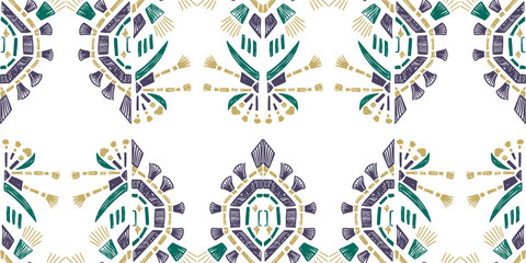 Old style ikat color etnical tribal hand - drawn pattern navajo motif for packing, wallpaper, batik. - obrazy, fototapety, plakaty