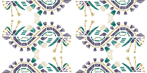 Old style ikat color etnical tribal hand - drawn pattern navajo motif for packing, wallpaper, batik.
