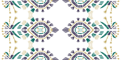 Old style ikat color etnical tribal hand - drawn pattern navajo motif for packing, wallpaper, batik.