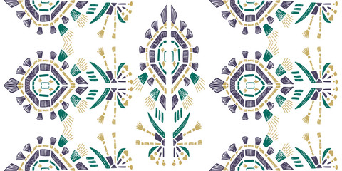 Old style ikat color etnical tribal hand - drawn pattern navajo motif for packing, wallpaper, batik.