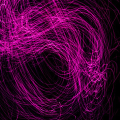Light Painting Purple chaotic Lines. Lights with irregular patterns to superimpose. Resource for designers.