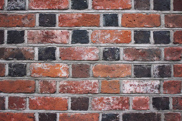 Grunge red brick wall background with copy space 