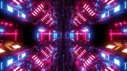 glowing futuristic scifi tunnel corridor with holy glowing christian cross symbol 3d illustration background wallpaper