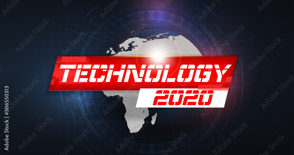Leinwandbilder Happy New 2020 Year. Futuristic Glowing Festive Background. New year 2020 in style HUD,GUI, UX. Futuristic background for your design.Technology background. Digital data visualization. Hi-tech. 