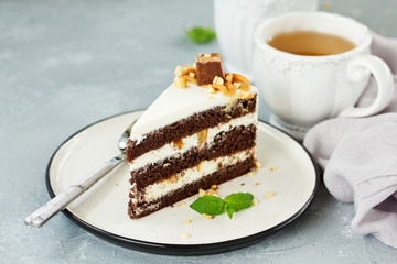 Chocolate cake. selective focus.