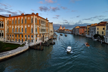 View of Santa Maria della Salute Church from Accademia Bridge at Sunset