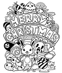 Hand drawn of christmas doodle isolated on white background.