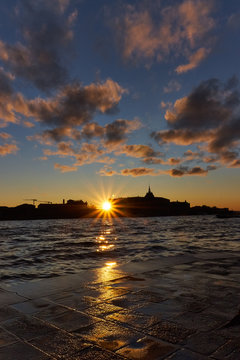 unset over giudecca island seen from fondamenta zattere al ponte largo
