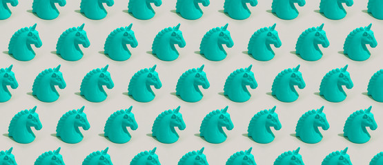 Isometry seamless pattern. Unicorn statue. Minimal fashion concept