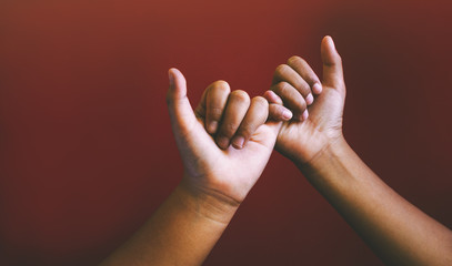 Cropped Hands Doing Pinky Promise - obrazy, fototapety, plakaty