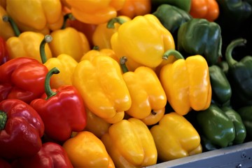 colorful bell peppers on the market