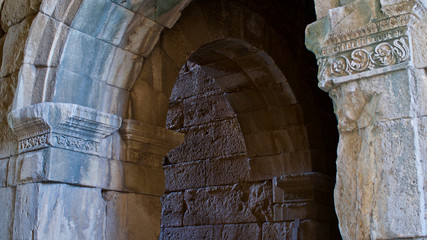 Turkey in Izmir. Ancient city of Trajan temple in Pergamon, Bergama.