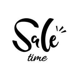 Vector, illustration, sale time black lettering. Isolated on a white background.