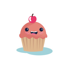 Cupcake cartoon design, Muffin dessert sweet bakery sugar pastry and food theme Vector illustration
